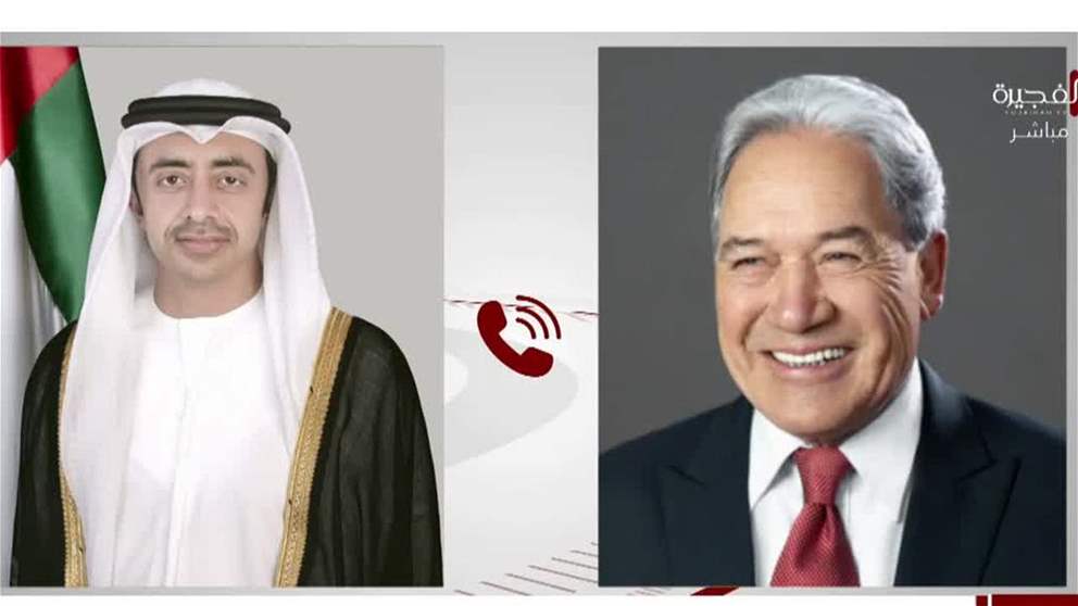عبدالله بن زايد ووزير خارجية نيوزيلندا يبحثان هاتفيا تعزيز العلاقات الثنائية