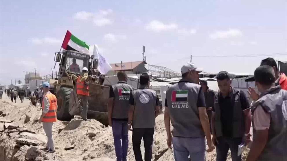 فريق عملية "الفارس الشهم 3" يقوم بجولة تفقدية لمتابعة تنفيذ مشروع "شريان الحياة" لإمداد جنوب غزة بالمياه