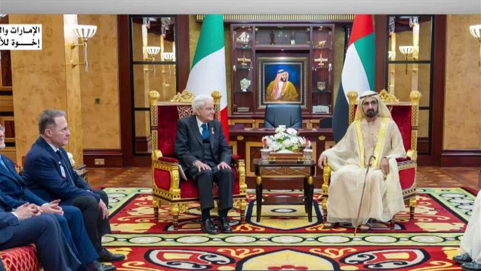 محمد بن راشد يستقبل الرئيس الايطالي ويؤكد عمق العلاقات الثنائية بين البلدين