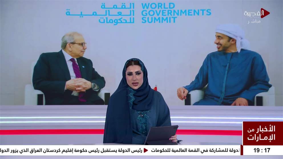 عبدالله بن زايد يستقبل رئيس وزراء لبنان على هامش القمة العالمية للحكومات