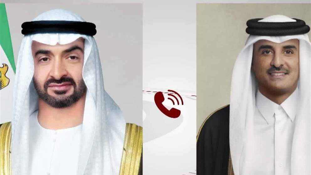 رئيس الدولة يبحث خلال اتصال هاتفي أجراه مع أمير قطر التطورات الإقليمية