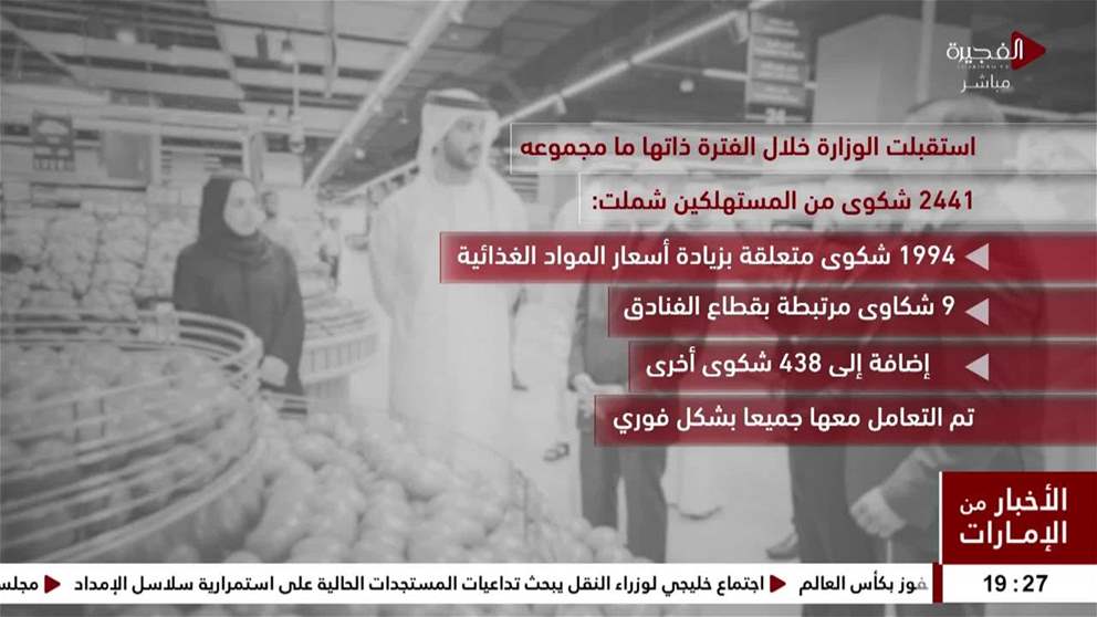 الاقتصاد والسياحة تنفذ 8168 جولة تفتيشية على اسواق الدولة خلال فبراير ومارس وتوجه 729 انذارا وتفرض 216 غرامة
