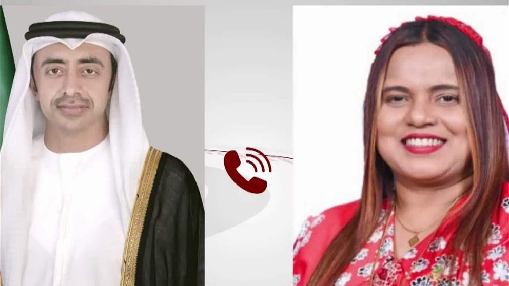 عبدالله بن زايد يهنئ هاتفيا وزيرة خارجية المالديف ويبحثان العلاقات الثنائية بين البلدين