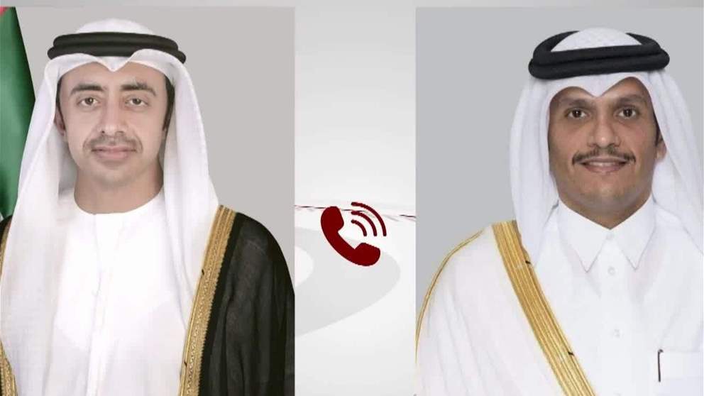 عبد لله بن زايد يتلقى اتصالاً هاتفياً من رئيس مجلس الوزراء وزير خارجية قطر