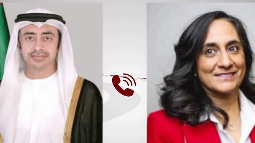 عبد الله بن زايد ووزيرة خارجية كندا يبحثان هاتفياً العلاقات الثنائية والتطورات في المنطقة