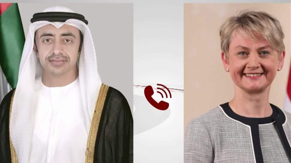 عبدالله بن زايد يتلقى اتصالا هاتفيا من وزيرة خارجية بريطانيا