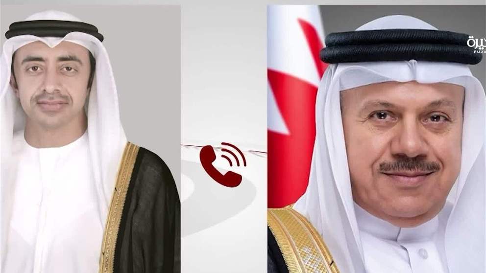 عبدالله بن زايد يتلقى اتصالاً هاتفياً من وزير خارجية البحرين