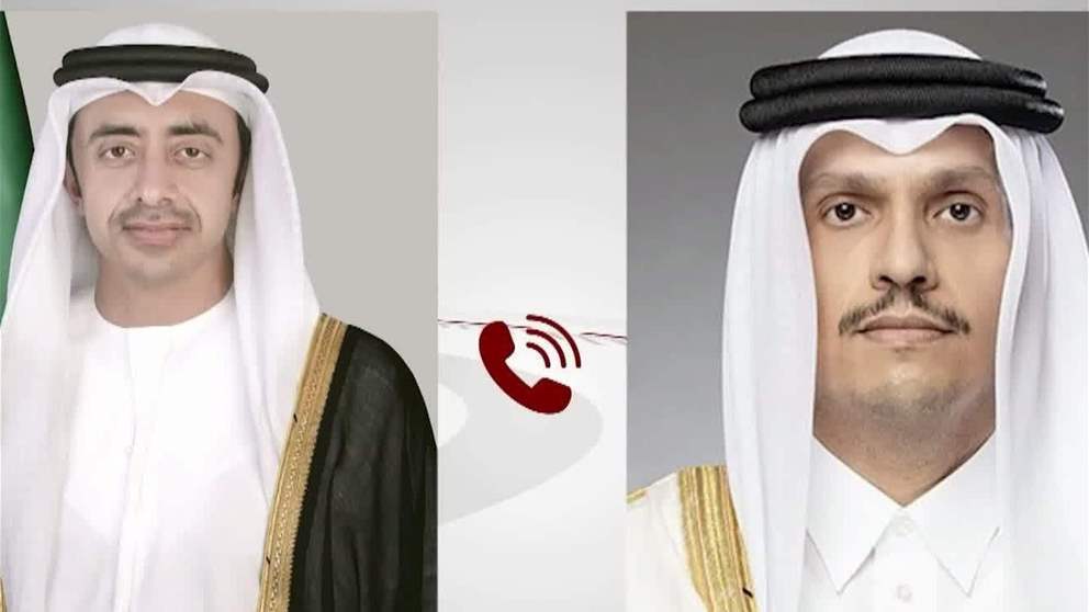 عبدالله بن زايد ورئيس الوزراء القطري وزير خارجية قطر يبحثان هاتفيا التطورات الاقليمية