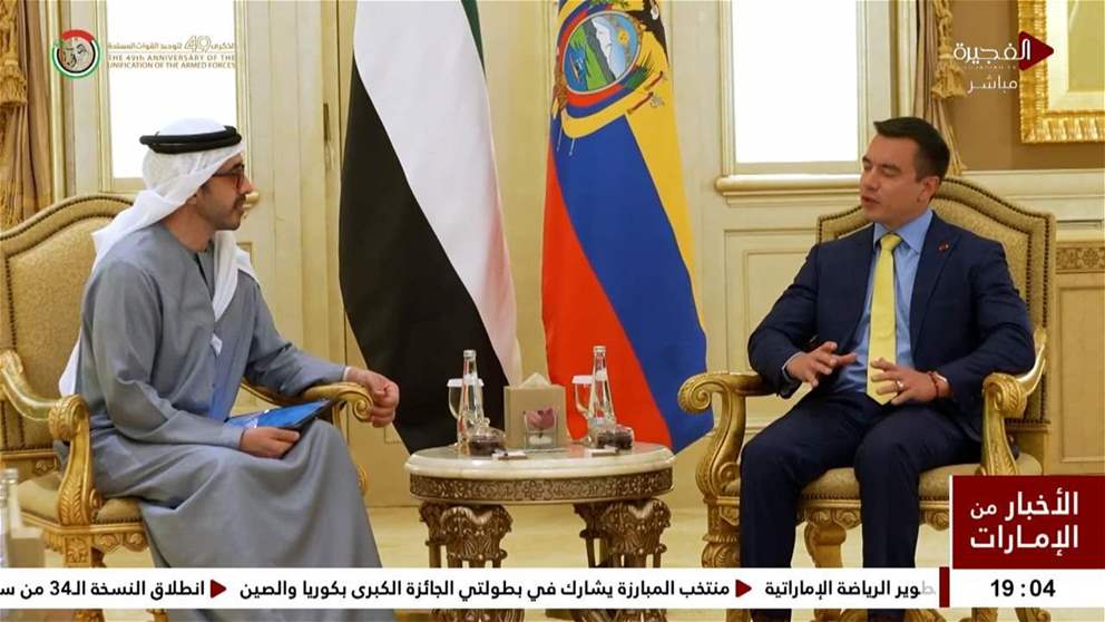 عبدالله بن زايد ورئيس الإكوادور يبحثان تعزيز علاقات التعاون بين البلدين