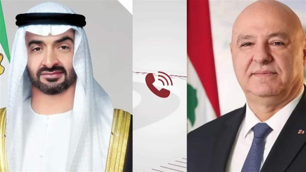 رئيس الدولة يتلقى اتصالا هاتفيا من الرئيس اللبناني